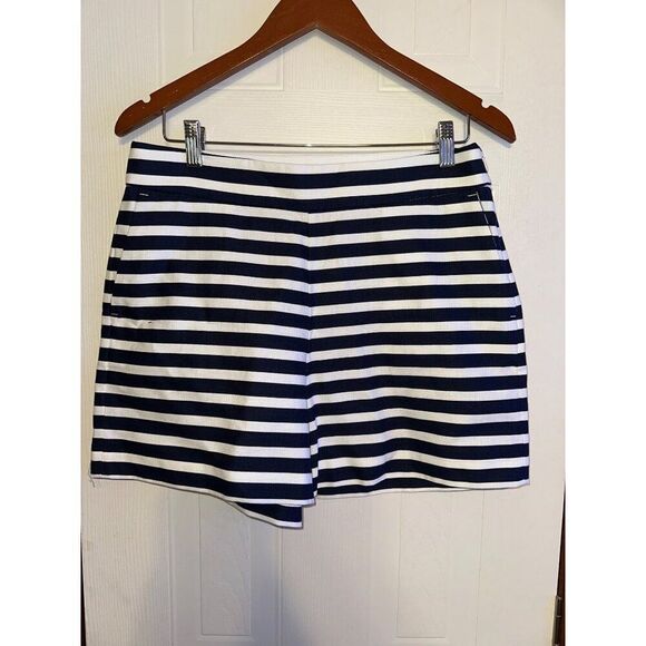 NWT J. Crew Navy Blue White Striped Nautical Shorts Style AL586 Size 10